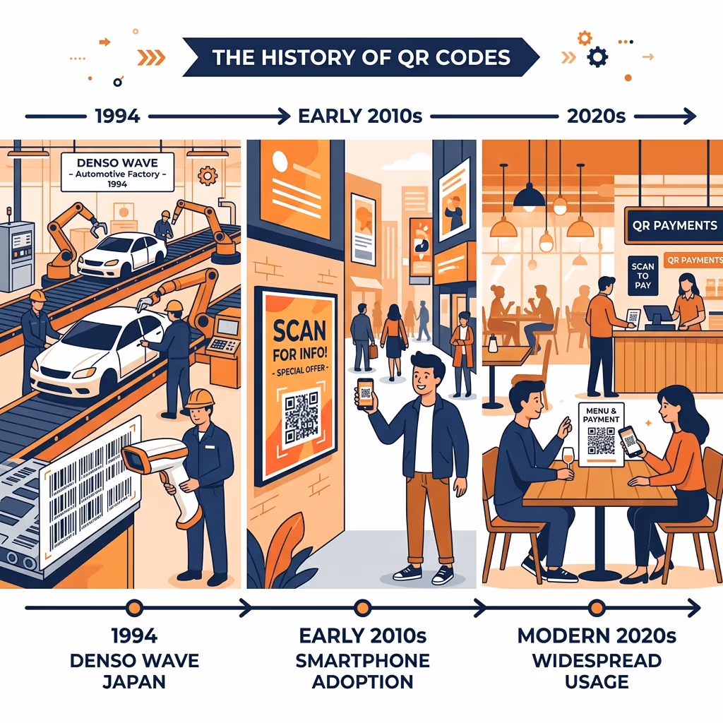 Chronologie de l'histoire des codes QR de 1994 à aujourd'hui