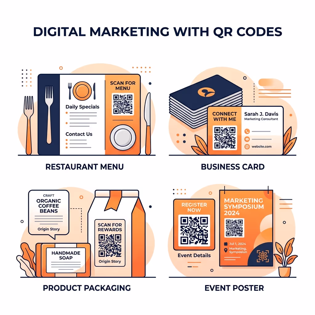 Codes QR utilisés dans divers matériels marketing